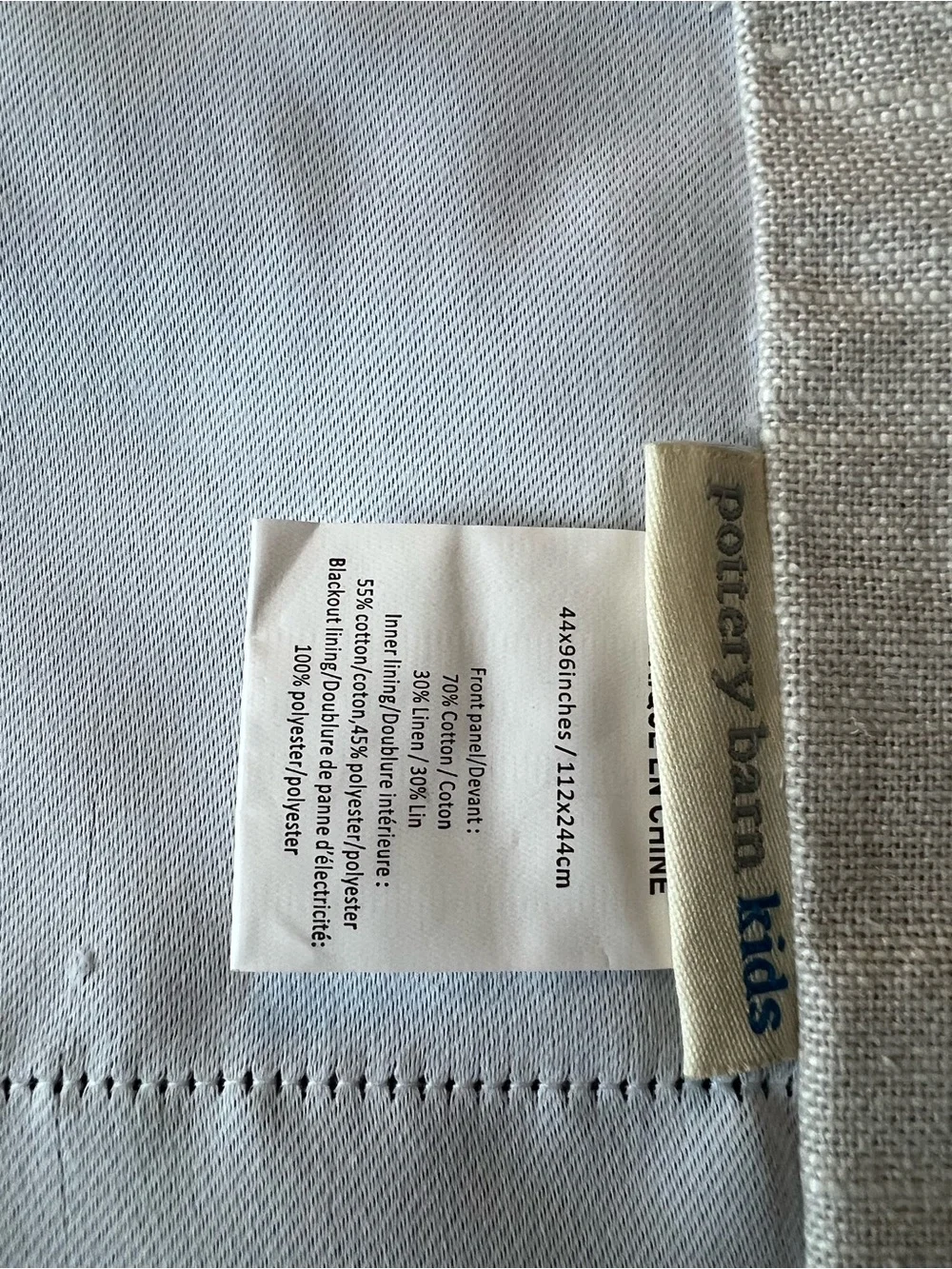 Evelyn linen Ruffled bottom Blackout Curtain Panel(1)  in color Flax